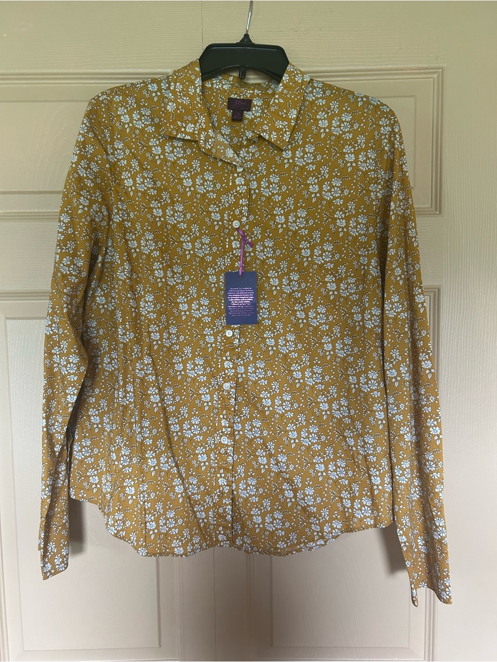 J. Crew Mustard Yellow Floral Button-Down Shirt